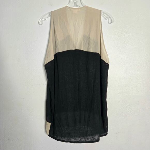 Helmut Lang Dropah Linen Blend Sleeveless Colorblock Tunic Top Size P / S Black - Picture 2 of 10